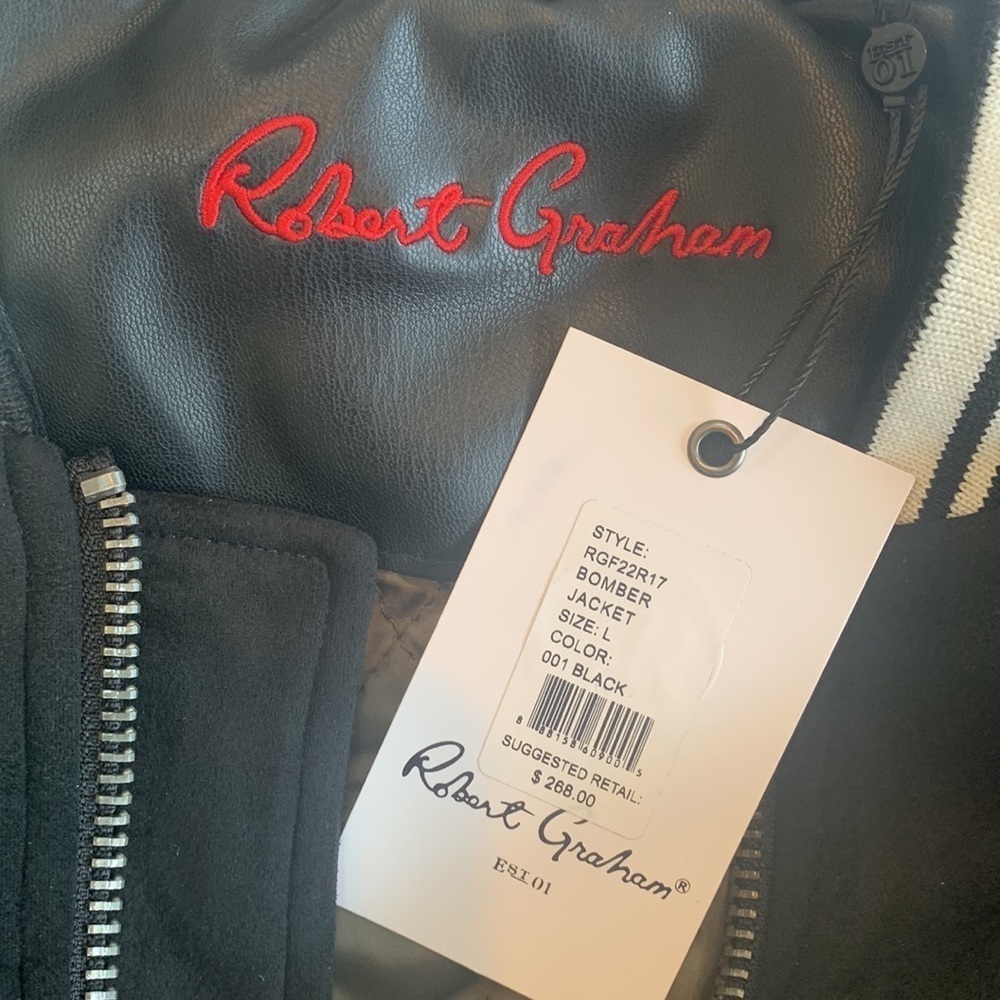 Robert Graham Faux Suede Varsity Jacket NWT - Picture 7 of 9